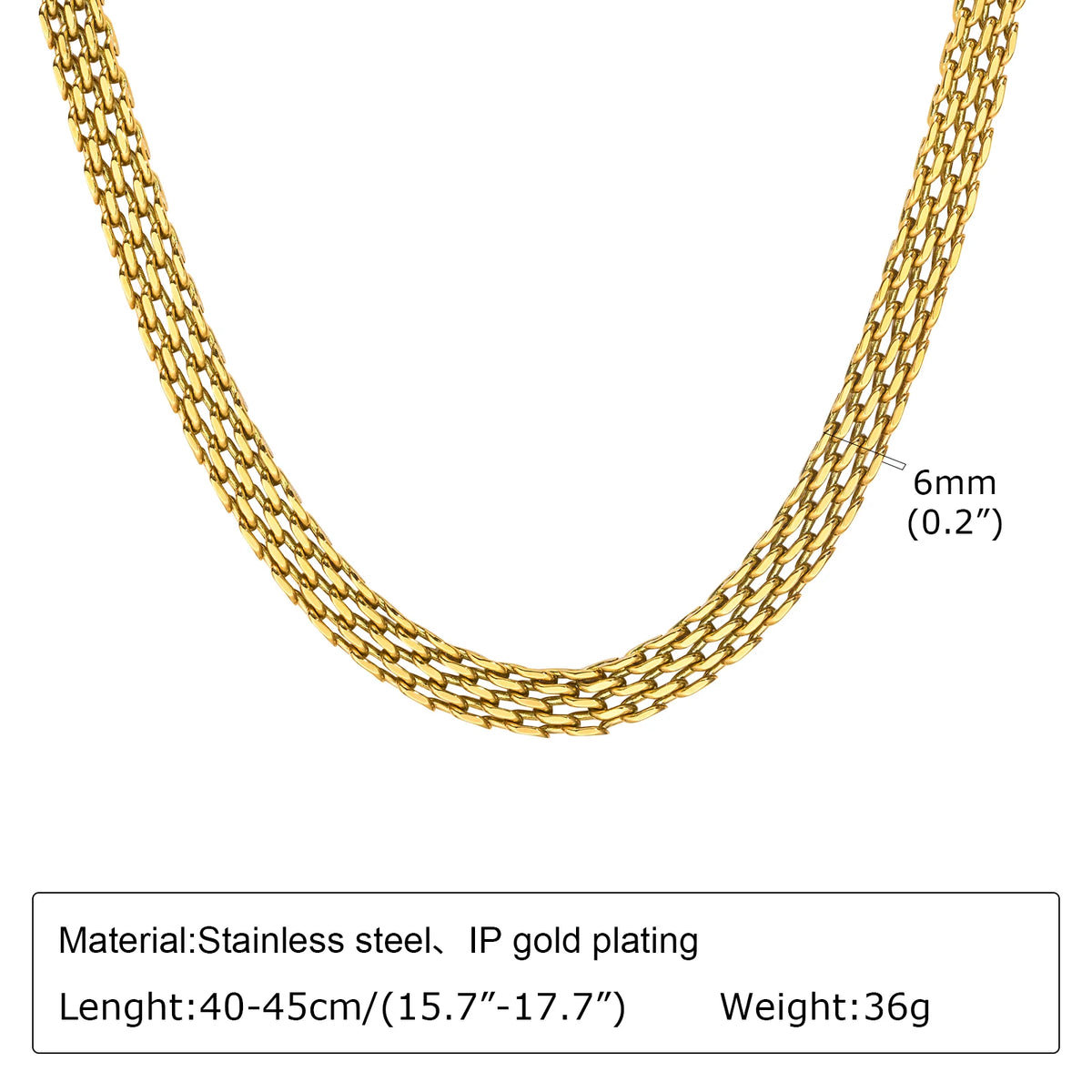 Chunky Gold Plated Link Necklace For Women, Stainless Steel Oval