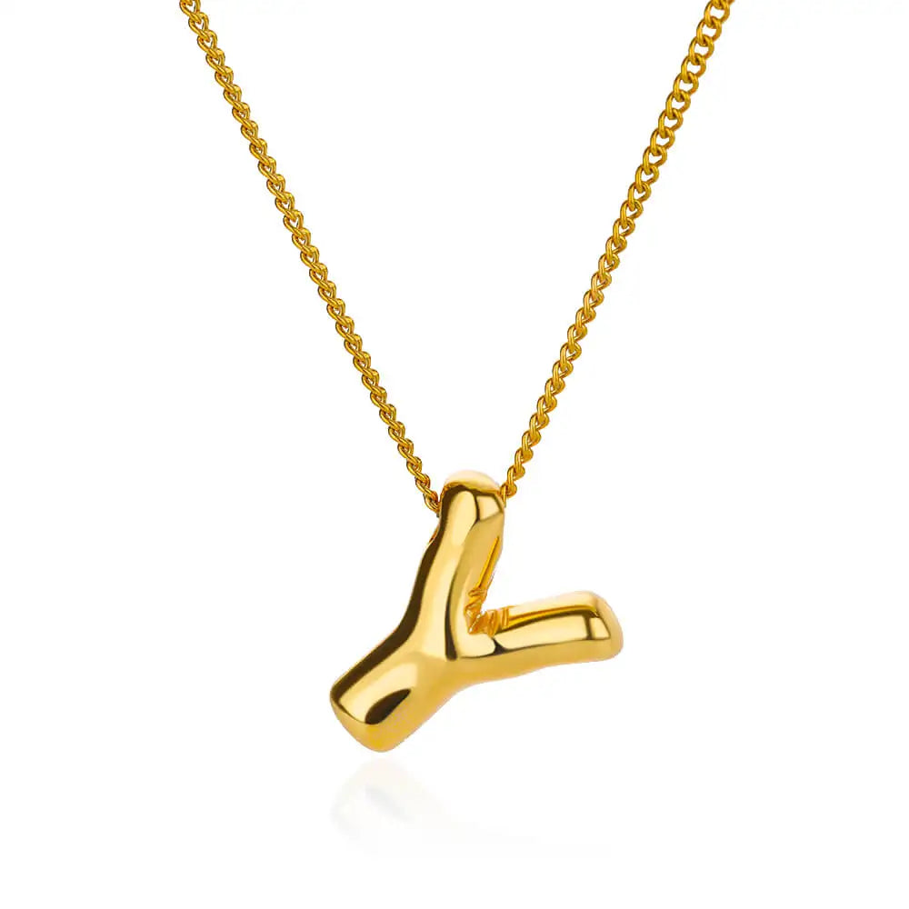 Chunky Initial Letter Pendant Necklaces For Women Gold Color