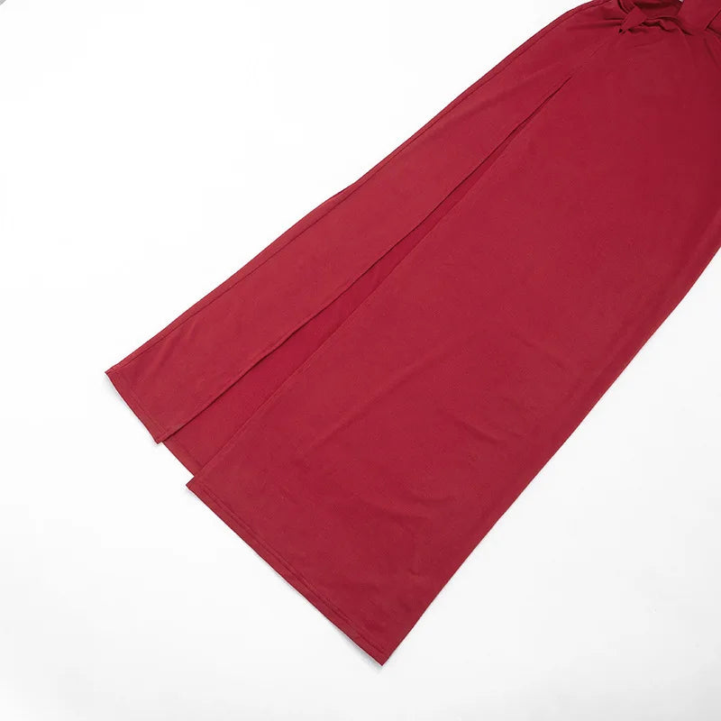 Women Solid Twist Hollow Out Patchwork High Split Bodycon Maxi Dress