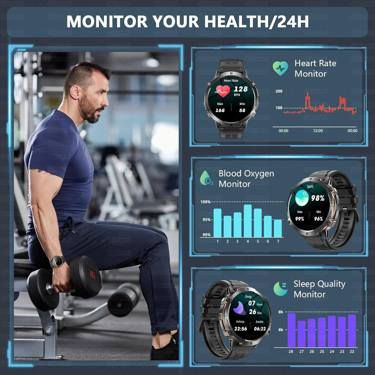 T-Rex 3 Military Grade 1000mAh Battery Smart Watch 10ATM Waterproof