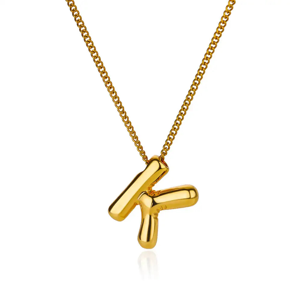 Chunky Initial Letter Pendant Necklaces For Women Gold Color